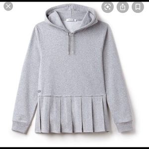 Lacoste Pleated fleece sweatshirt with hood